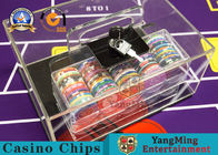Metallic Iron + Lock Acrylic Poker Chip Case Full Transparent Baccarat Table Game