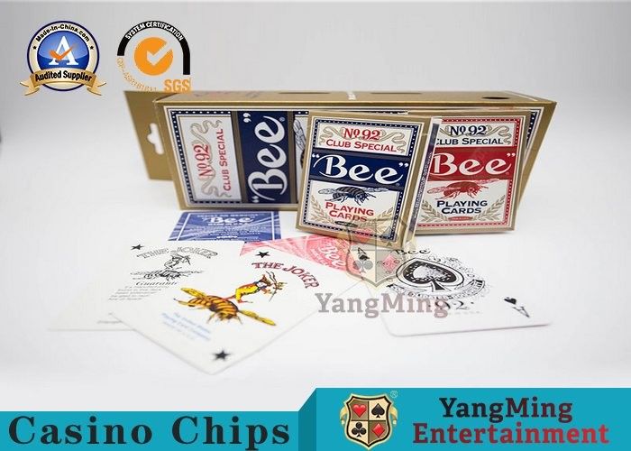 Ursprüngliches amerikanisches Bienen-Kasino-Spielkarten des Schürhaken-Club-92 mit schwarzem UVhülsenpapier