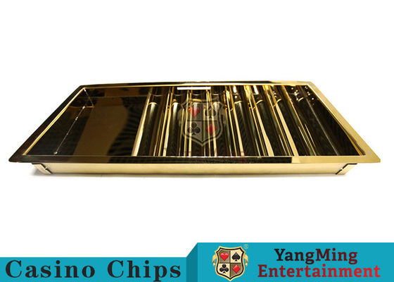Metal Plated Yellow 14 Compartment Chip Tray Double Layer Locking Poker Chip Float