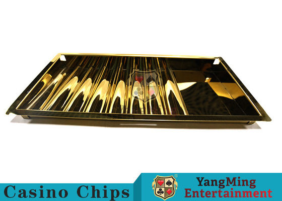 Metal Plated Yellow 14 Compartment Chip Tray Double Layer Locking Poker Chip Float