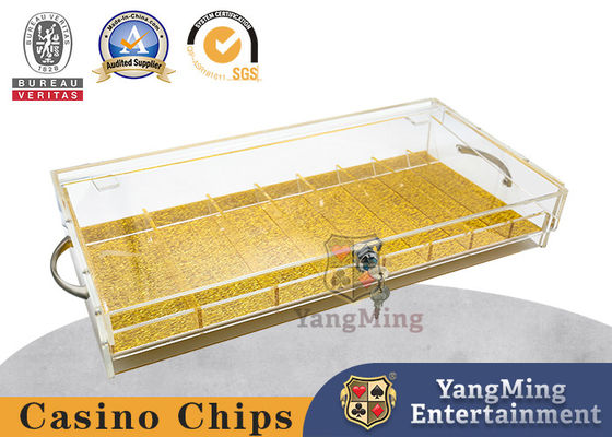 kaufen Volltransparente Acryl 8 Gitter verriegelbare Chip Box Poker Tisch Top Griff Chip Tray Online-Herstellung