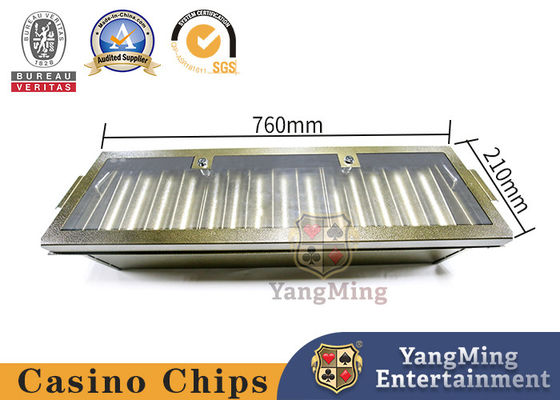 kaufen Metallplattiert Gelb 14 Gitter Chip Tray Doppelschicht Verriegelt Poker Chip Schwimmen Online-Herstellung