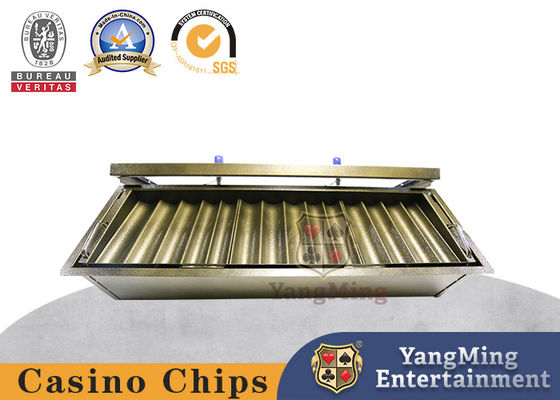 kaufen Metallplattiert Gelb 14 Kompartiment Chip Tray Doppelschicht Verriegelung Poker Chip Float Online-Herstellung