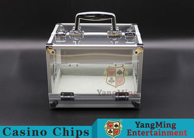 kaufen Griff-Texas-Chip-verschließbarer Bargeld-Kasten-/Aluminiumlegierungs-Rahmen-hoher Transparenz-Schach-Raum des Doppelt-600PCS offener Online-Herstellung