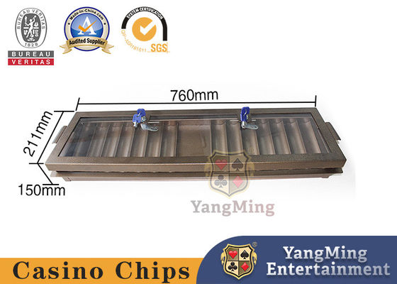 kaufen Messingmetalleisen einlagiger verschließbarer Chip Box Baccarat Acrylic Texas Clay Anti-Counterfeiting Chip Countertop Tray Online-Herstellung
