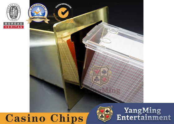 kaufen Edelstahl Titan Gelb 8 Decks Spielkartenhalter Spieltisch Karten wegwerfen Träger Pokertisch Versteckte Karte Metallbox Online-Herstellung
