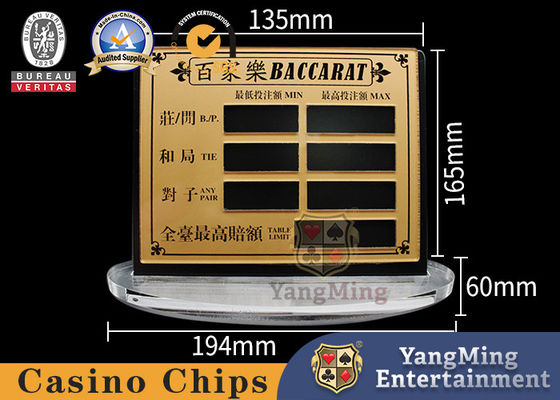 kaufen Goldene transparente Acrylbakkarat-Schürhaken-Unterhaltungs-Brettspiel-begrenzte rote Karte Texas Chip Table Manual Digital Sign Online-Herstellung