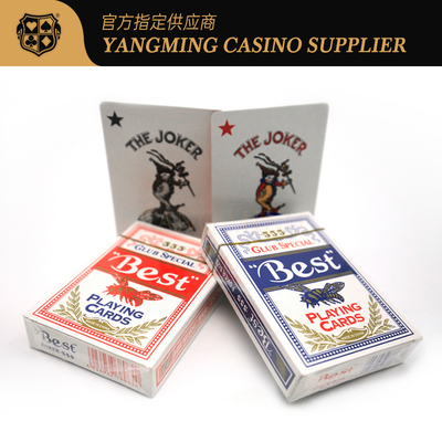 kaufen 555 Inlands Blauer Kern Pokerkarten Fabrik Lagerblau Rot Farbdruck Glücksspielclub dedizierte Spielkarten Online-Herstellung