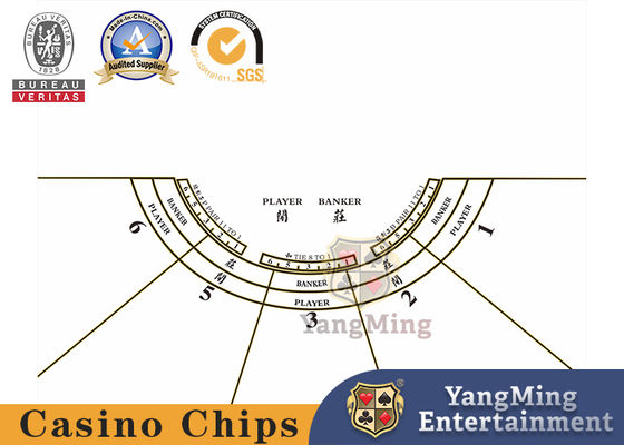 kaufen 100% Polyester-Gewebe Baccarat 5 - Spieler Casino Tisch-Layout Halbrundes Poker-Layout mit grüner Farbe Online-Herstellung