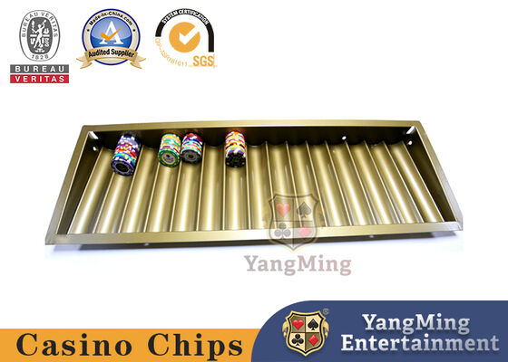 kaufen 15 Reihen-Goldgelbe Farbe 2 Schicht-doppeltes Verschluss-Metallkasino Chip Tray With Two Layer Casino Chip Holder Online-Herstellung