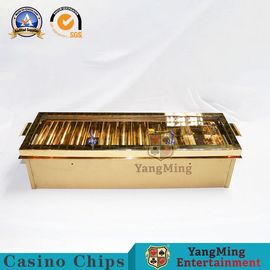 kaufen Zwei Schichten goldenes Titankasino-Chip Tray With Lid And Lockss metallische Eisen-Farbe- Online-Herstellung