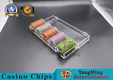 kaufen 5 Reihen-Clay Poker Chips Case Texas-Kasino Chips Carrier With Lock 280*85*65mm Online-Herstellung