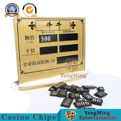 kaufen Goldenes transparentes spielendes acrylsauerPokerspiel NiuNiu begrenzte rote Karten-Unterhaltung Chip Table Manual Digital Sign Online-Herstellung