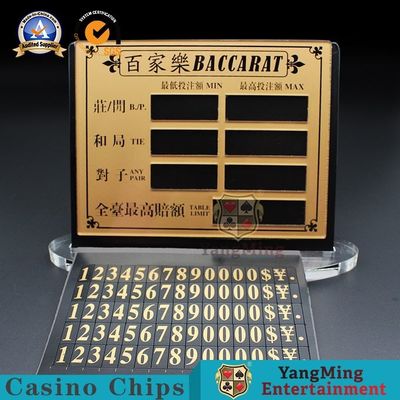 kaufen Goldene transparente Acrylbakkarat-Schürhaken-Unterhaltungs-Brettspiel-begrenzte rote Karte Texas Chip Table Manual Digital Sign Online-Herstellung