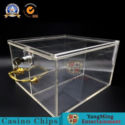 kaufen Transparente starke Acrylzwei-gitter-Chip Box Custom Metal Lock-Luxusversions-tragbarer Schürhaken Chip Card Storage Box Online-Herstellung