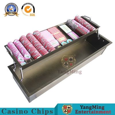 kaufen Messing-farbiges Metall-Eisen doppellagiger Chip Tray With Lock Baccarat Poker Acryl-Clay Anti-Counterfeiting Chip Bracket Online-Herstellung