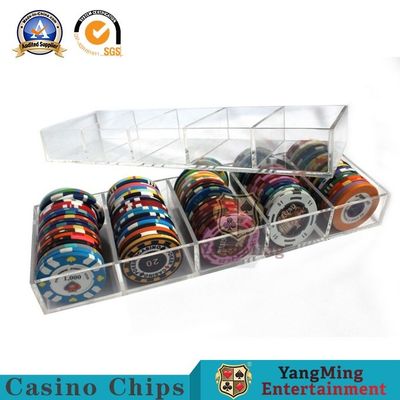 kaufen Verein-kundenspezifisches starkes Acryl 100 verschließbaren Chip Box Full Transparent Rounds 50mm Yards Schürhaken-Anti-Fälschungschips tray Online-Herstellung