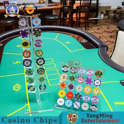 kaufen Kasino-Spiel-acrylsauerzusätze Chip Coin Display Rack 16Pcs runde 40mm Online-Herstellung