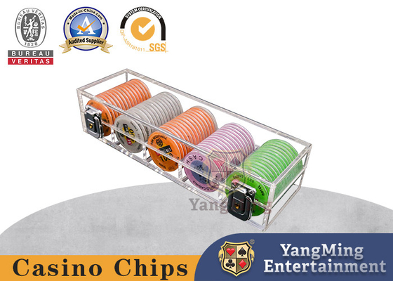 kaufen 100Pcs 5 rudert Acrylschürhaken-Bakkarat keramischen Clay Chip Box With Transparent Lock Online-Herstellung