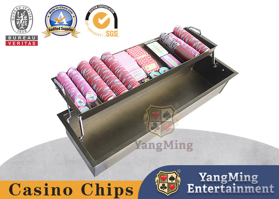 kaufen Reihen-Blackjack-Metallmaterieller rechteckiger Schürhaken Chip Tray With Lock des Bakkarat-12 Online-Herstellung