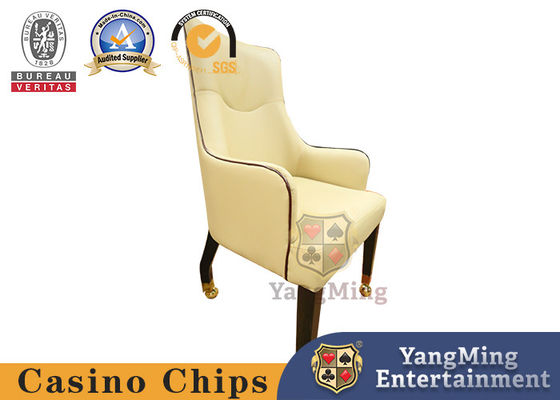 Oak Custom Gambling Poker Chair Stainless Steel Metal Pulley Leather Hotel Chair