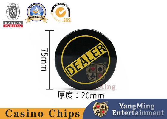 Fabrikmaßnahme Zwei-Seitige gravierte schwarze Acryl-Händler Texas Casino Poker-Tisch-Spiel Locator Knöpfe