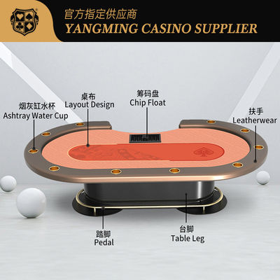 Neue Veröffentlichung von 10-Spieler Texas Metal Oval Poker Table International Casino Club Poker Tischspiele