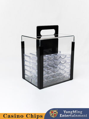 Kasino bricht klassischen Acrylschürhaken Chip Fully Transparent Carrier des Fall-1000pcs für 40MM oder 43MM Schürhaken Chip With Handle ab