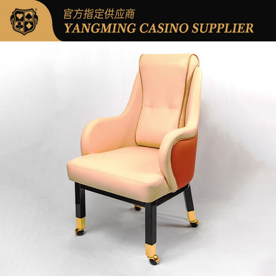 Komfortable Leder und Holz Wynn Macau Modell kundenspezifische Spieler Stuhl Casino Baccarat mit Rädern Poker Stuhl