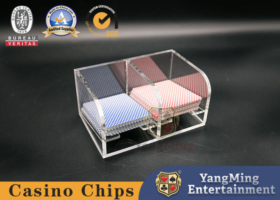 Kristalltransparente Acryl Kuh Kuh Poker Verwerfen Box Club Spiel Tisch 2 Abteil Kartenkoffer
