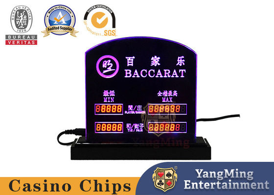 Bakkarat-Gesellschaftsspiele weihten Tabellen-Grenzzeichen-Kasino-Schürhaken-Tabelle Bet Limit Customized Logo LED elektronische ein