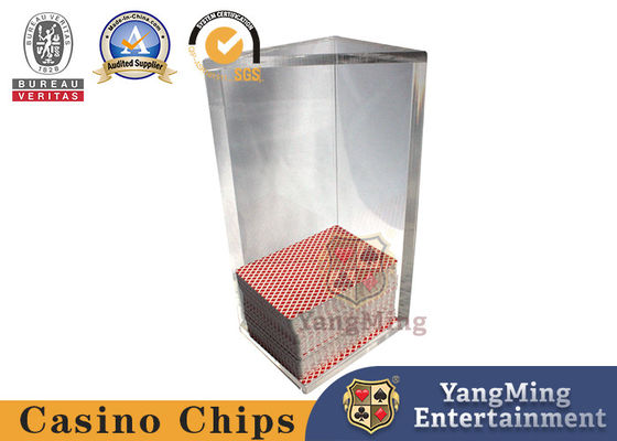 Glücksspiel-VIP-Club benutzerdefiniertes Dreieck-Acryl-Abfallhalter Poker-Tisch-Dealer Spielkarten Schrott-Stand Volltransparenter Plastikkartenträger