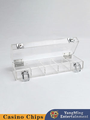 Reihen 100pcs 5 ringsum Schürhaken Chips Case Full Transparent Acrylic Plastik-40mm spielender Chips Carrier