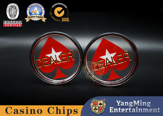 Brandneue, kundenspezifische, hochtransparente Acryl-Rot-Herz-Schnitzerei-Dealer-Knopf-Code-Karte Texas Hold'em Profi-Spiel-Rund-Positionierungskarte-Spot