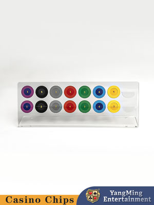 Acryltransparentes Zwei-Schicht 16-teiliges rundes Chip-Display-Rack Hersteller kundenspezifisches Roulette-Tisch-Poker-Chip-Münzen-Schalter-Display Rack
