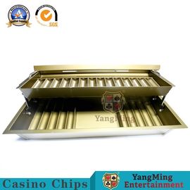 14 Reihen Doppelschicht Kupferplattierung Metallchipschacht mit Deckel und Doppelschloss Casino Chipschacht