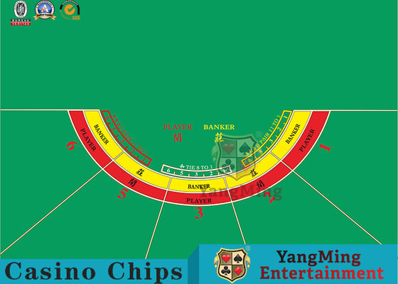 Halbkreisförmiges Bakkarat-grüner 6 Spieler keine professionelle wasserdichte Tischdecke Texas Hold des Spiel-4 sie Dragon Tiger Layout