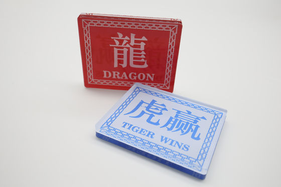 Hoch-transparenter Crystal Acrylic Dragon Tiger Chinese u. englische Händler-Code-Platte doppelseitiger Siebdruck Red&blue