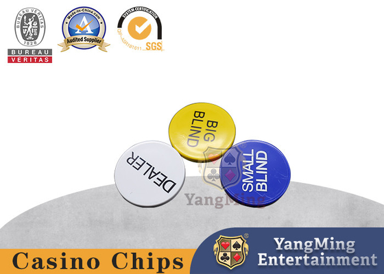 Kleine Vorhänge Texas Holdem Pokers 2Inch, große blinde und Händler-Schürhaken-Knöpfe