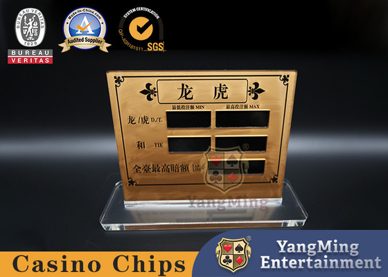 Durchsichtige Acryl-Gold-Baccarat-Poker-Tisch-Tisch-Wetten-Display-Karte